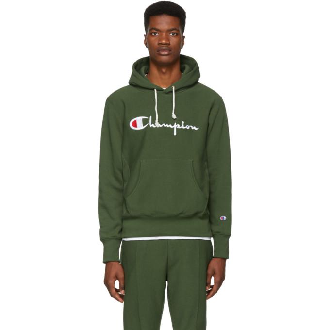 olive green champion hoodie