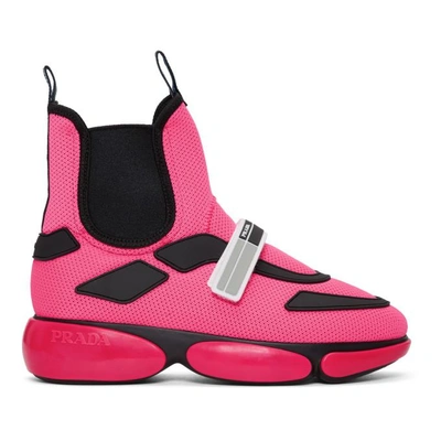 Shop Prada Pink Cloudbust High-top Sneakers In F0o0h Pink