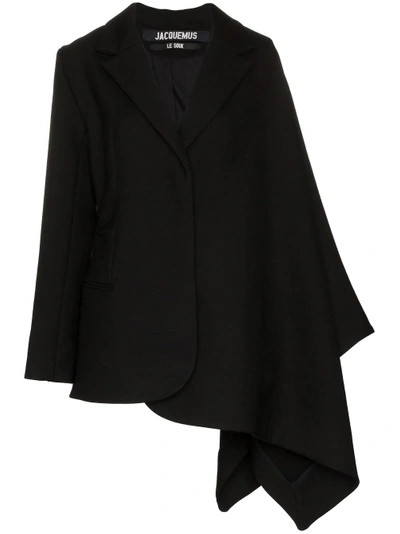 Shop Jacquemus Single-breasted Drop Shoulder Wool Jacket - Black