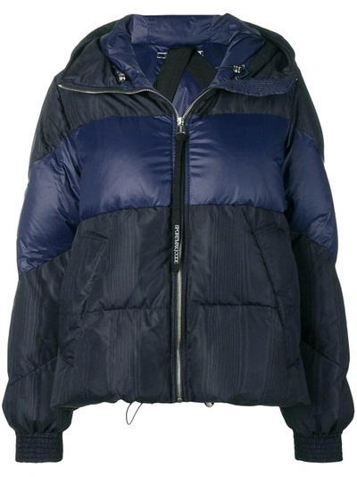 Shop Sport Max Code Hooded Feather Down Jacket - Blue