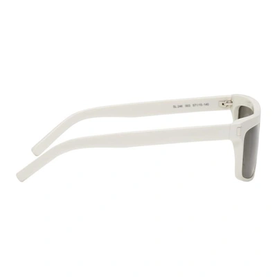 Shop Saint Laurent White Rectangular Sunglasses In 003 Ivory