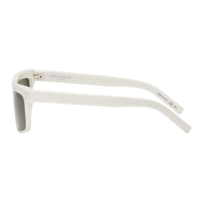 Shop Saint Laurent White Rectangular Sunglasses In 003 Ivory
