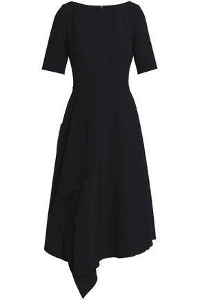 Shop Amanda Wakeley Woman Draped Stretch-ponte Dress Black