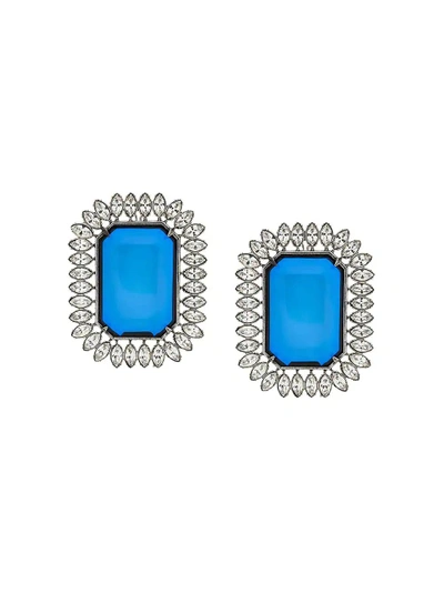 Shop Balenciaga Oversized Octagonal Earring In Blue