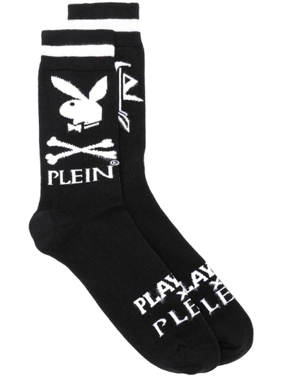 Shop Philipp Plein Playboy Bunny Socks In Black