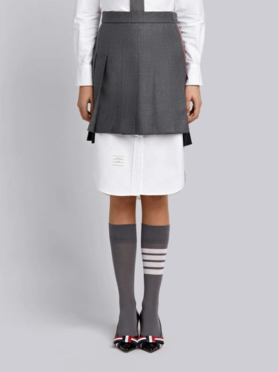 Shop Thom Browne Striped Pleated Fun Mix Mini Skirt In Grey