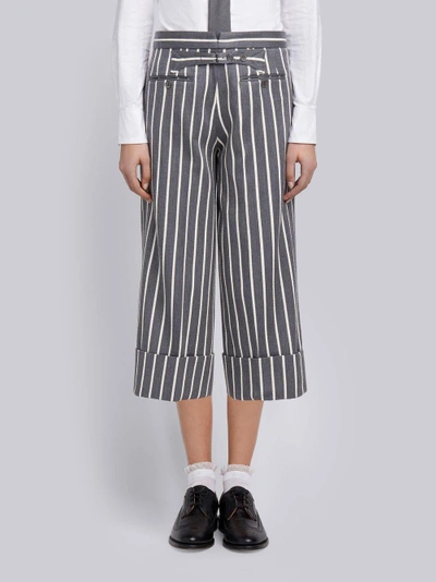 Shop Thom Browne Chenille Banker Stripe Straight Leg Trouser In Grey