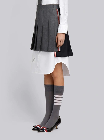 Shop Thom Browne Striped Pleated Fun Mix Mini Skirt In Grey