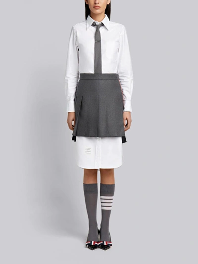 Shop Thom Browne Striped Pleated Fun Mix Mini Skirt In Grey