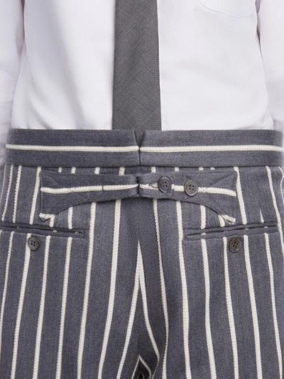 Shop Thom Browne Chenille Banker Stripe Straight Leg Trouser In Grey