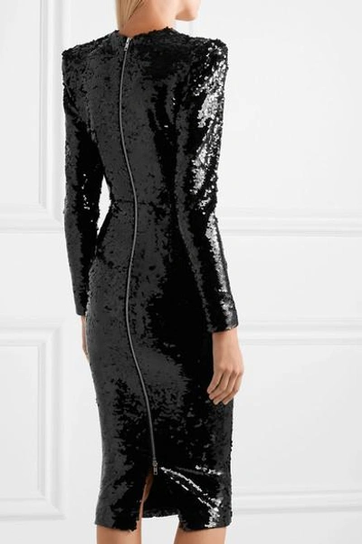 Shop Alex Perry Sequined Crepe Dress In Black