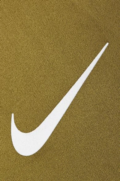 Shop Nike Speed Cropped Paneled Metallic Dri-fit Stretch Leggings In Army Green