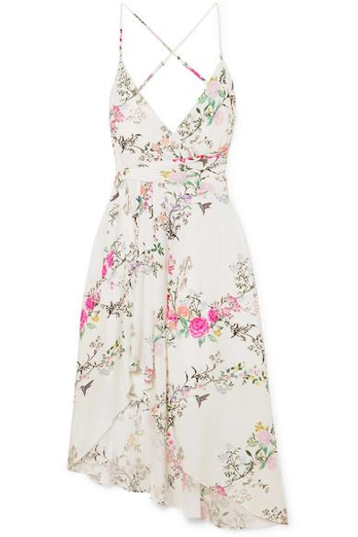 Shop Equipment + Tabitha Simmons Estille Asymmetric Floral-print Silk Crepe De Chine Dress In White