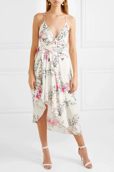 Shop Equipment + Tabitha Simmons Estille Asymmetric Floral-print Silk Crepe De Chine Dress In White