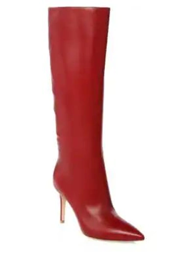 Shop Gianvito Rossi Leather Point-toe Tall Boots In Syrah