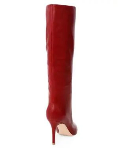 Shop Gianvito Rossi Leather Point-toe Tall Boots In Syrah