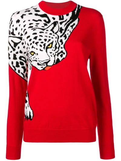Shop Krizia Jacquard Logo Sweater In Red