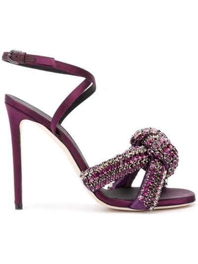 Shop Marco De Vincenzo Embellished Knot Sandals - Purple