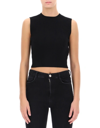 Shop Alexander Mcqueen Ribbed Crop Top In Black