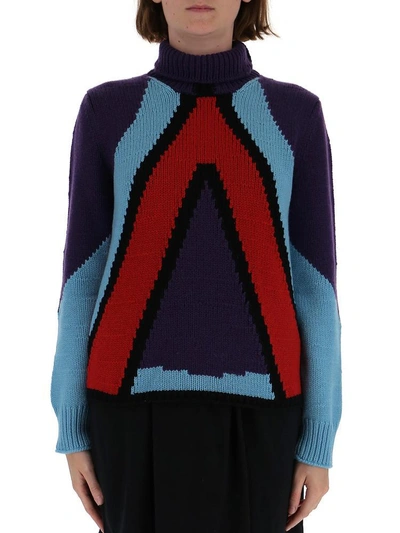 Shop Bottega Veneta Geometric Panel Polo Neck Sweater In Multi