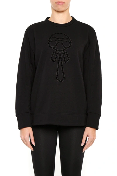 Shop Fendi Karlito Embellished Sweater In Black