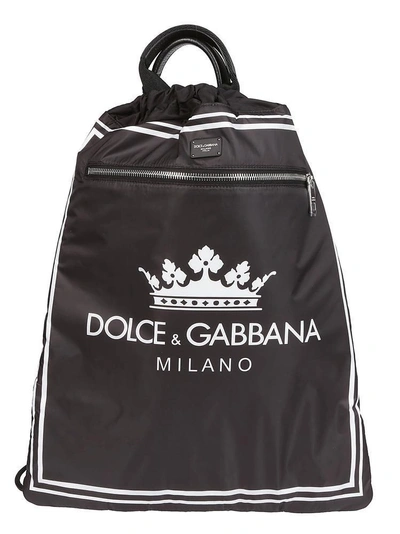 Shop Dolce & Gabbana Logo Drawstring Backpack In Black