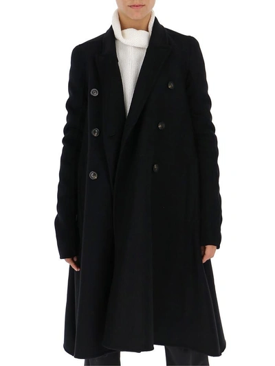 Shop Rick Owens Double Breasted Midi Coat In Black