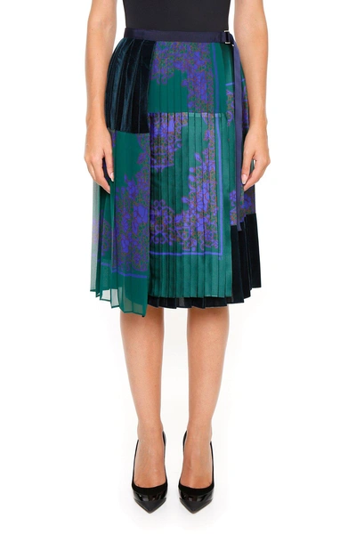 Shop Sacai Printed Pleated Skirt In Multi