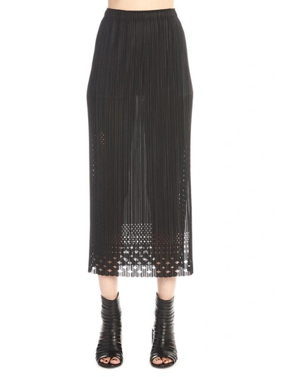 Shop Issey Miyake Pleats Please By  Pleated Lace Midi Skirt In Black