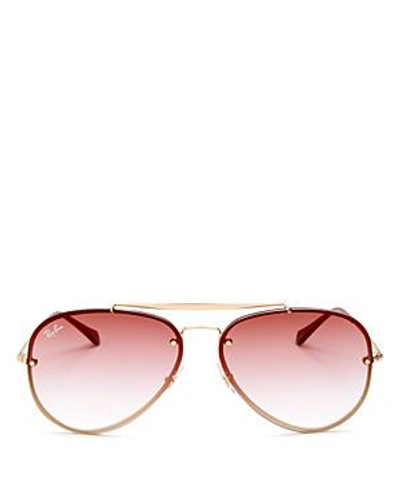 Shop Ray Ban Ray-ban Unisex Blaze Brow Bar Aviator Sunglasses, 61mm In Gold/pink