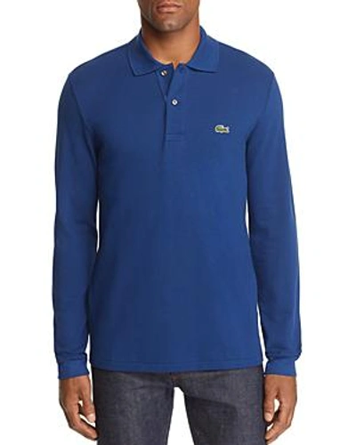 Shop Lacoste Long Sleeve Pique Polo - Classic Fit In Inkwell