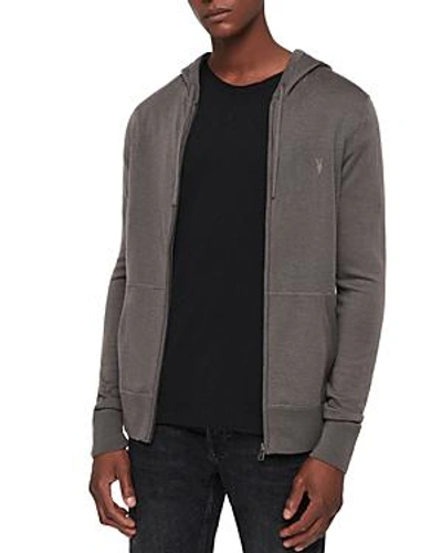 Shop Allsaints Mode Merino Zip Hoodie In Core Gray