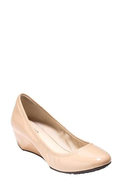 Shop Cole Haan Sadie Wedge Pump In Nude Patent Leather