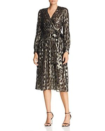 Shop Milly Katy Metallic-print Dress In Black