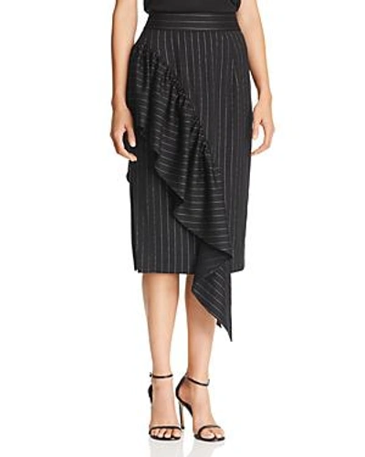 Shop Milly Angelina Pinstriped Skirt In Black