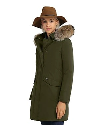 Woolrich Modern Vail Fur Trim Coat - 100% Exclusive In Dark Green | ModeSens