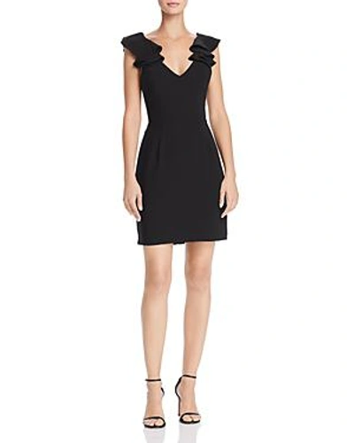 Shop Amanda Uprichard Gimlet Ruffled Cutout Dress In Black