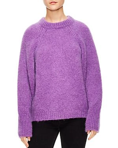 Shop Sandro Brugane Oversized Sweater In Mauve