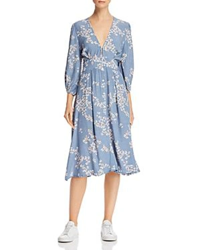 Shop Faithfull The Brand Chloe Floral Midi Dress In Cornflower