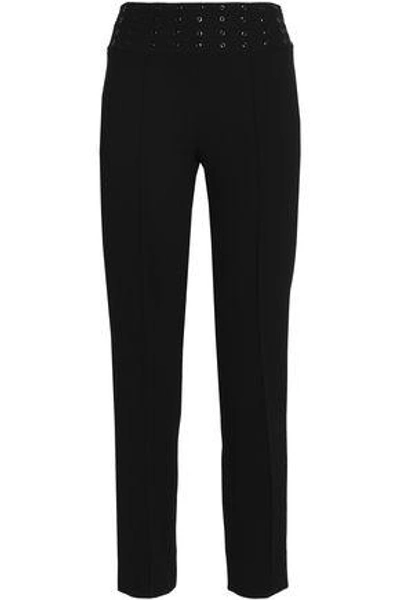 Shop Emilio Pucci Embellished Wool-blend Crepe Straight-leg Pants In Black