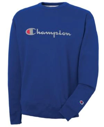 Shop Champion Men's Powerblend Fleece Logo Sweatshirt In Surf The Web