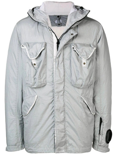 Shop C.p. Company  Goggle Hooded Down Jacket In Grey
