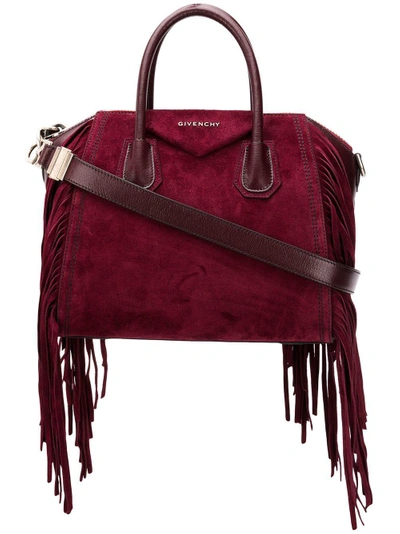 Shop Givenchy Small Fringed Antigona Bag - Red