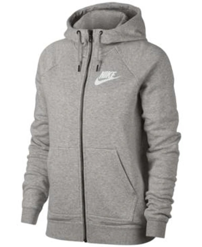 Shop Nike Plus Size Sportswear Zip Hoodie In Grey Heather/ White