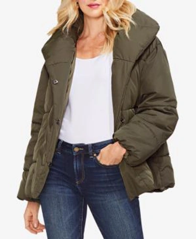 Shop Vince Camuto Hooded Puffer Jacket In Rich Olive