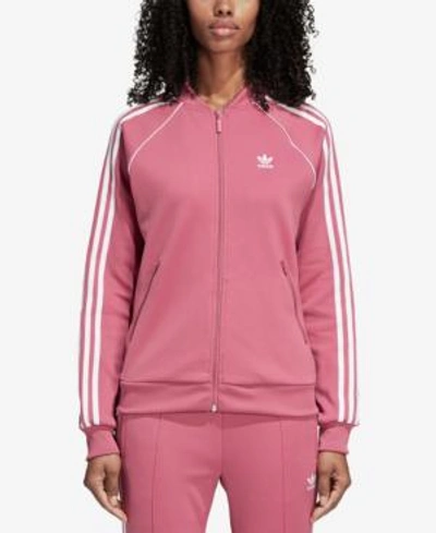 Shop Adidas Originals Adicolor Superstar 3-stripe Track Jacket In Trace Maroon