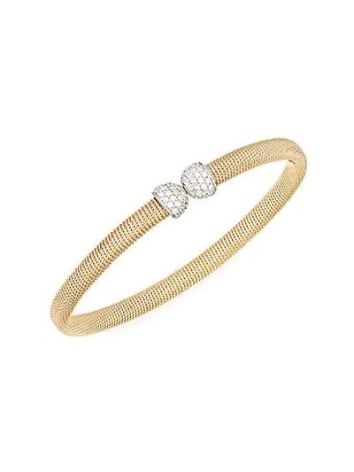 Shop Saks Fifth Avenue 14k White & Yellow Gold Diamond Cuff Bracelet