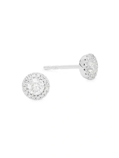 Shop Saks Fifth Avenue 14k White Gold & Diamond Halo Stud Earrings