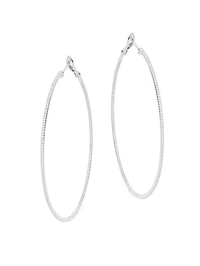 Shop Saks Fifth Avenue 14k White Gold & Diamond Oversized Hoop Earrings