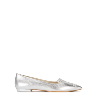 Shop Sophia Webster Bibi Butterfly-embroidered Leather Pumps In Silver